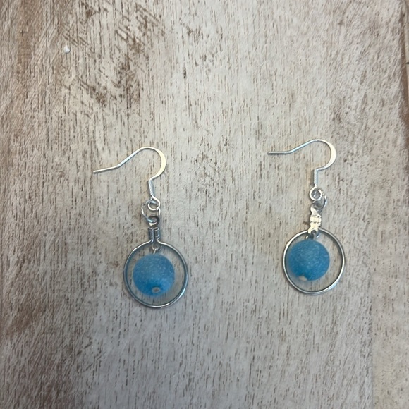 Blue Sea Glass Bead Earrings-NWT - Picture 8 of 11